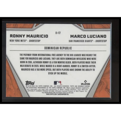 2024 Bowman Chrome #II-17 Marco Luciano / Ronny Mauricio International Impact