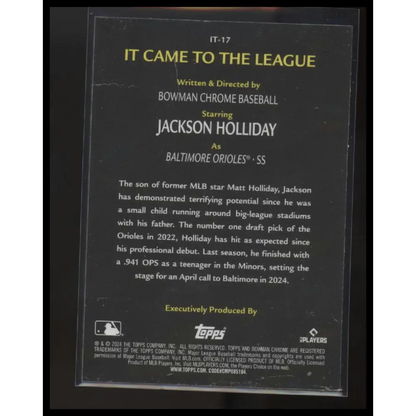 2024 Bowman Chrome #IT-17 Jackson Holliday It Came to the League