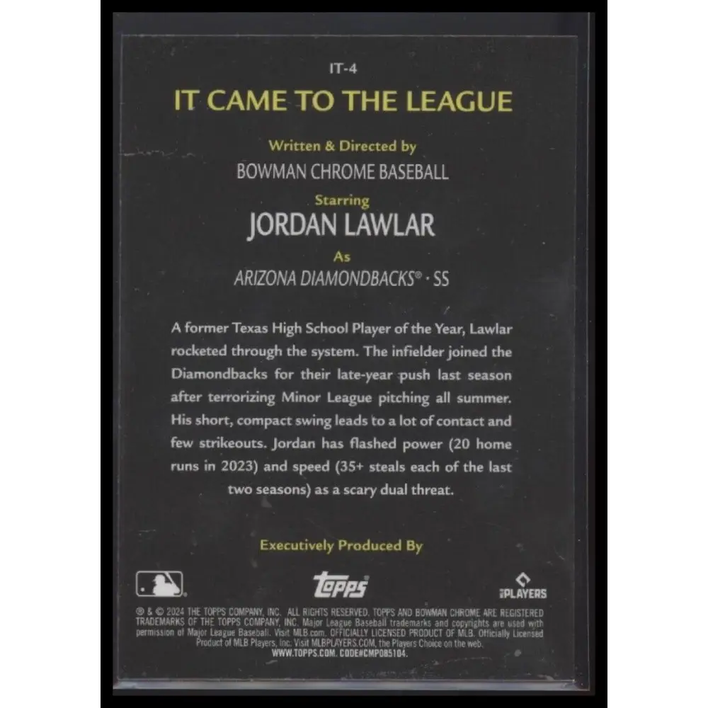 2024 Bowman Chrome #IT-4 Jordan Lawlar It Came to the League