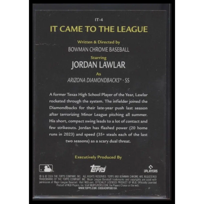 2024 Bowman Chrome #IT-4 Jordan Lawlar It Came to the League