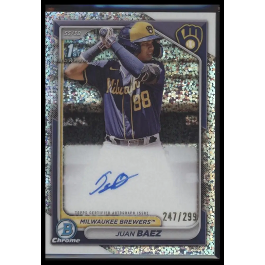 2024 Bowman Chrome Juan Baez Prospects Autographs Speckle Refractors #/299