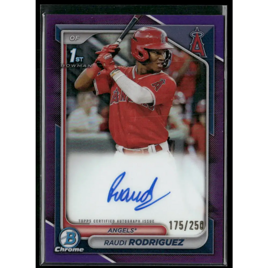 2024 Bowman Chrome Raudi Rodriguez Prospects Autographs Purple Refractors #/250