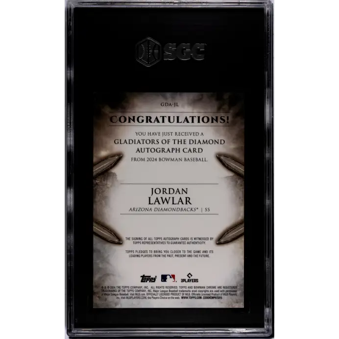 2024 Bowman Jordan Lawlar Gladiators of the Diamond Auto. /25 SGC 10/10