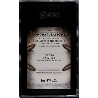 2024 Bowman Jordan Lawlar Gladiators of the Diamond Auto. /25 SGC 10/10