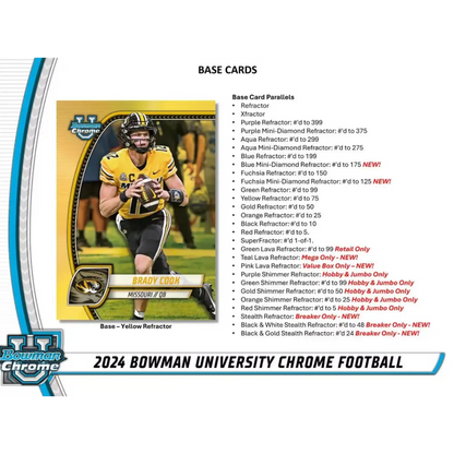 2024 Bowman University Chrome Football 7-Pack Blaster Box