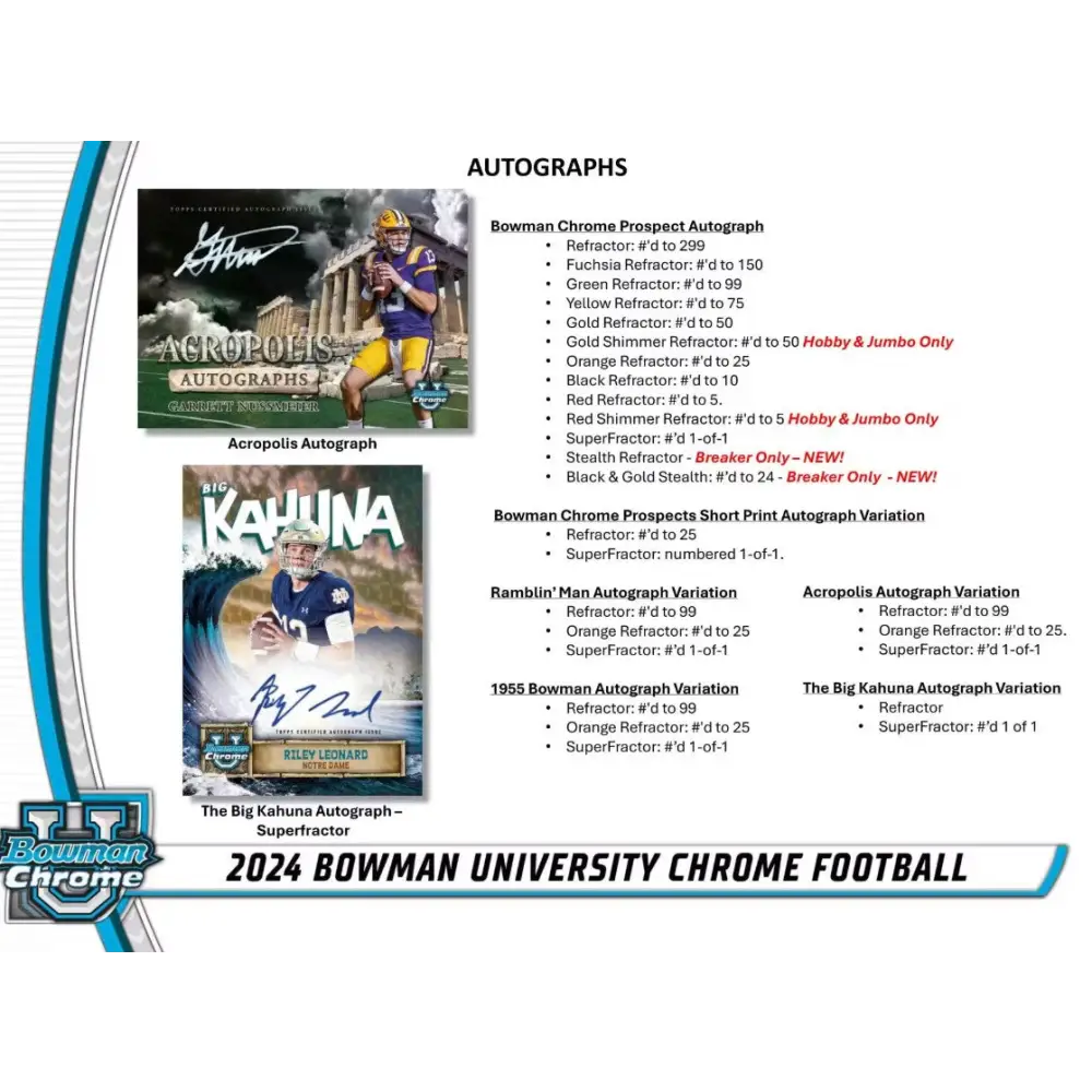 2024 Bowman University Chrome Football Hobby Box