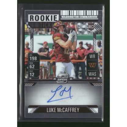 2024 Contenders Optic Luke McCaffrey Rookie Ticket Auto RC Silver Prizm #121 - Trading Card