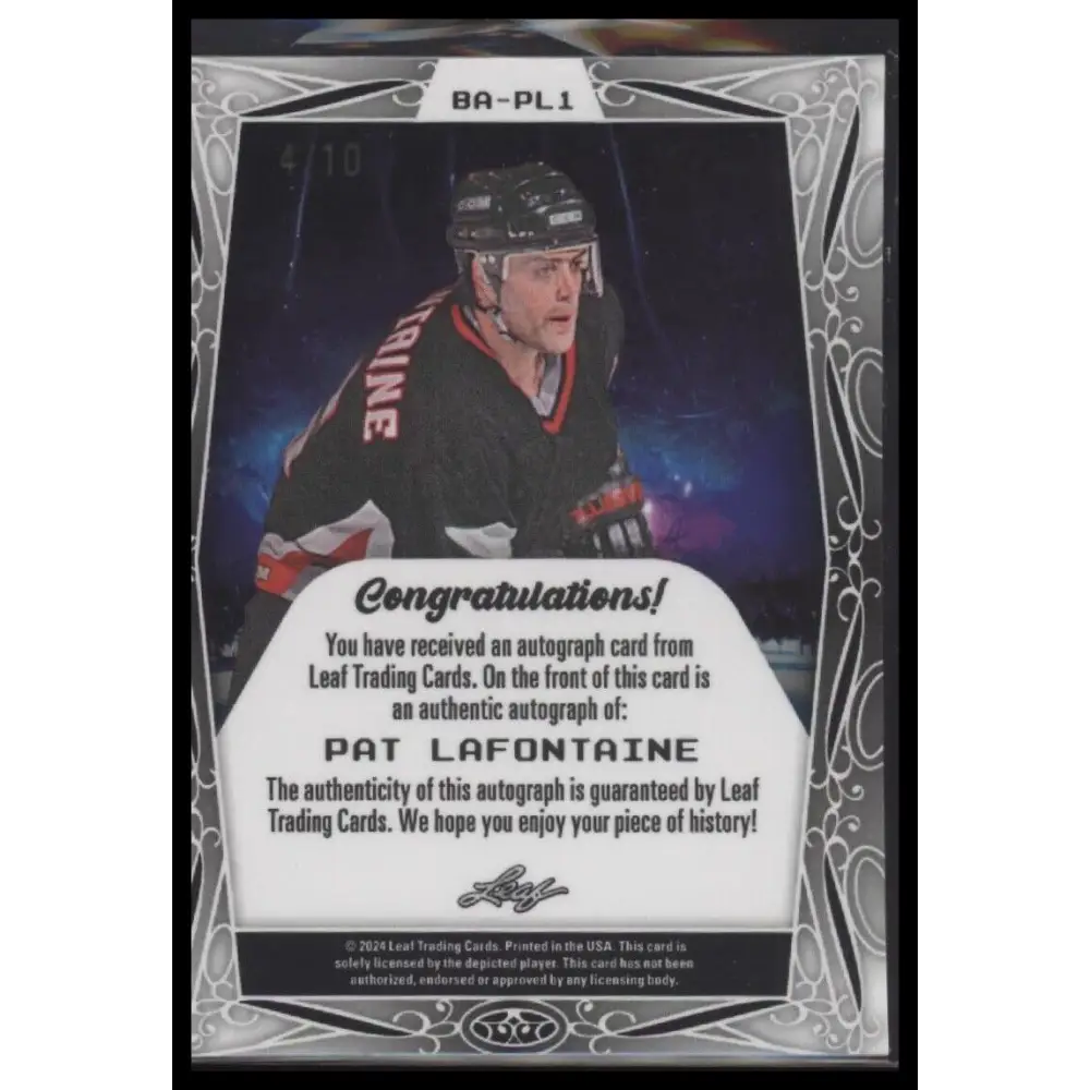 2024 Leaf Hockey Legends - Base Autographs Crystal Silver Pat LaFontaine #/10
