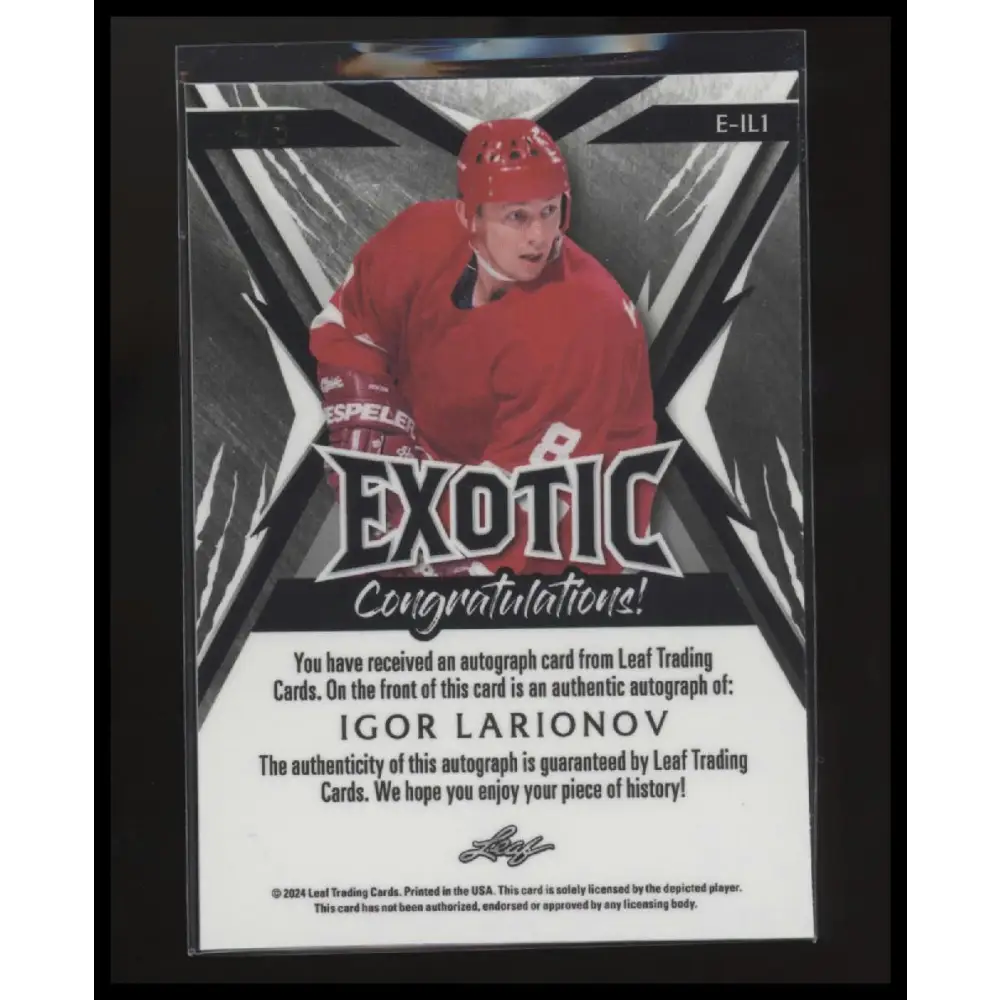 2024 Leaf Hockey Legends - Exotic Autographs Parrot #E-IL1 Igor Larionov #/5