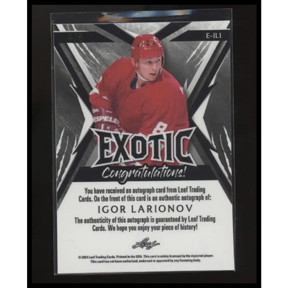2024 Leaf Hockey Legends - Exotic Autographs Parrot #E-IL1 Igor Larionov #/5