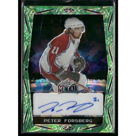 2024 Leaf Metal Hockey Legend Autographs Peter Forsberg Acetate Green Holo