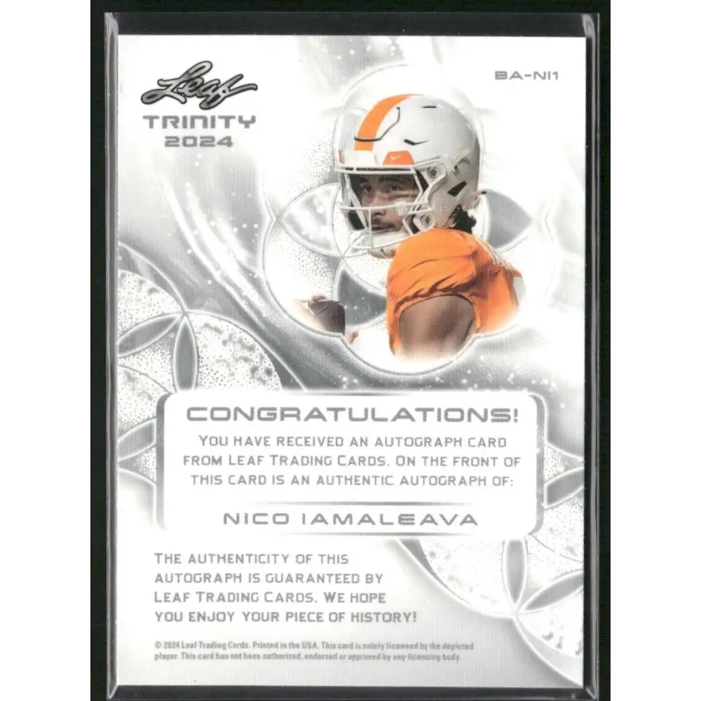 2024 Leaf Trinity Nico Iamaleava Autograph Auto Football Card 38/99