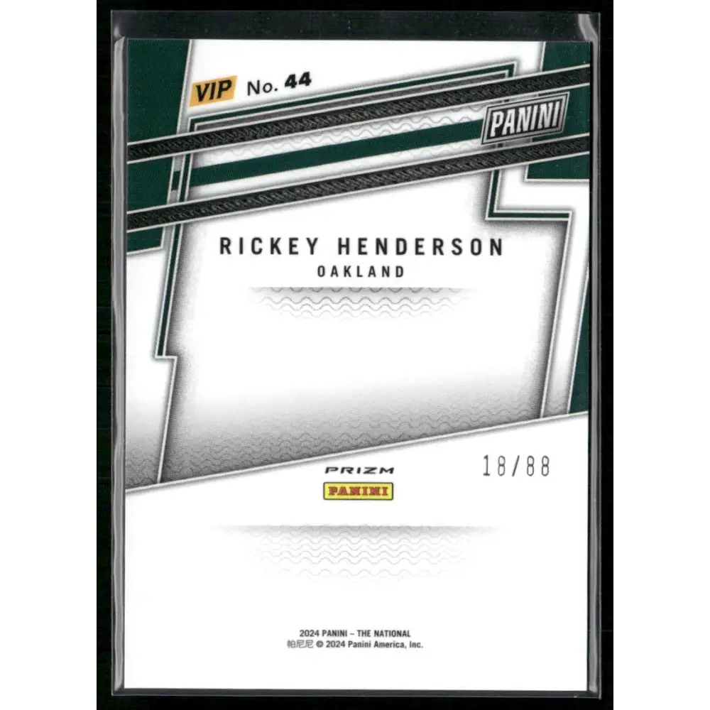 2024 Panini National VIP #44 Rickey Henderson Pink Sparkle #/88