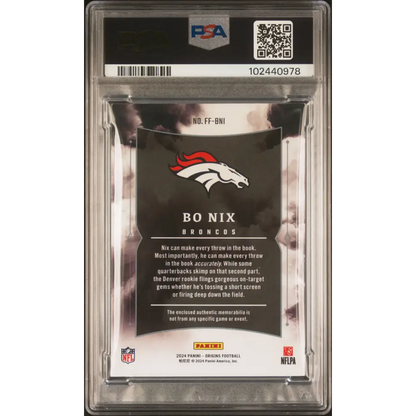 2024 Panini Origins Future Fabrics #FFBNI Bo Nix Future Fabrics-Turquoise PSA 6
