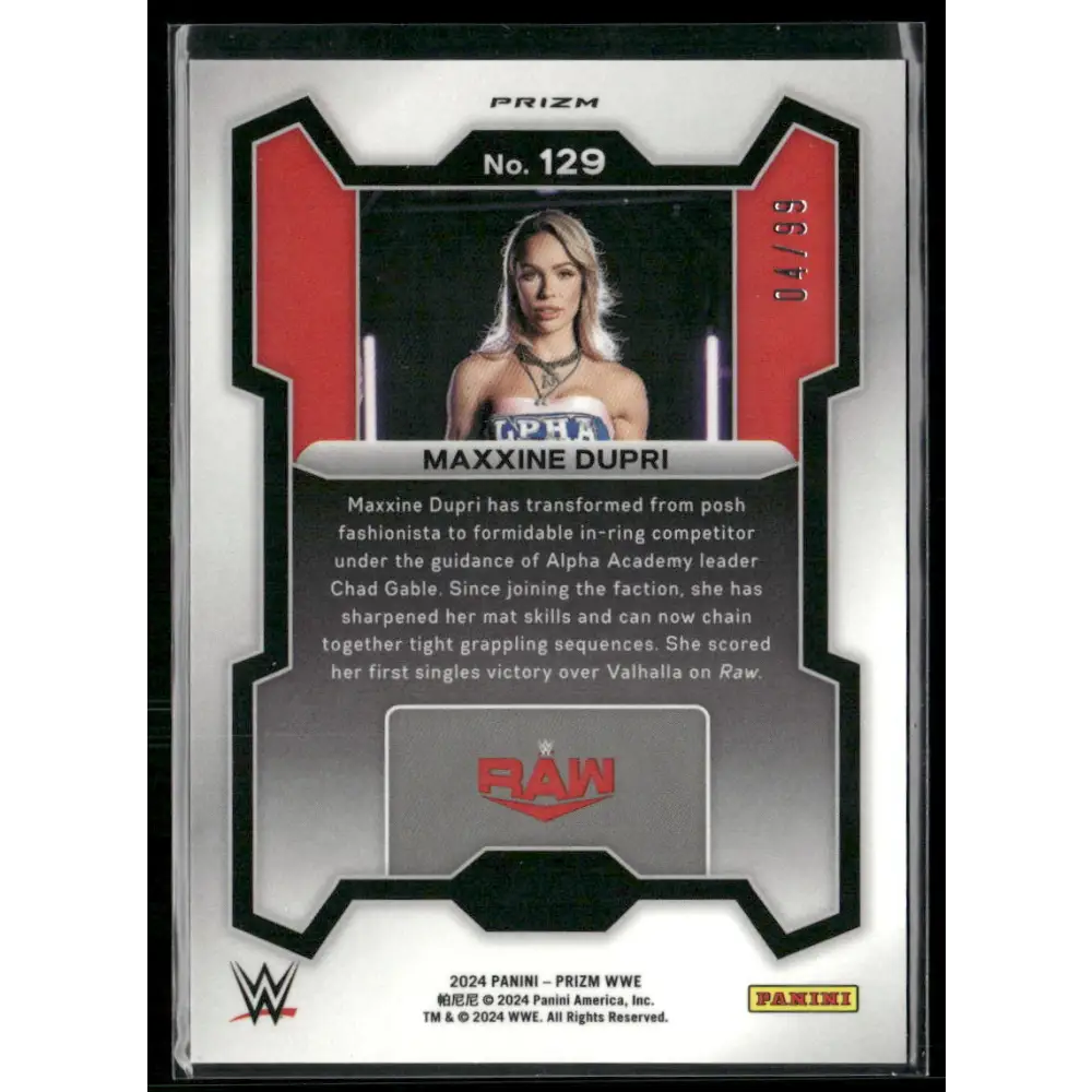 2024 Panini Prizm WWE #129 Maxxine Dupri Orange Prizms #/99