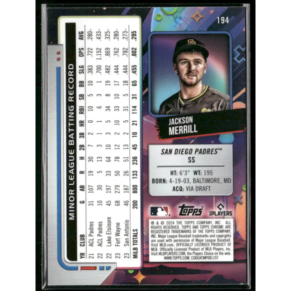 2024 Topps Chrome Cosmic #194 Jackson Merrill