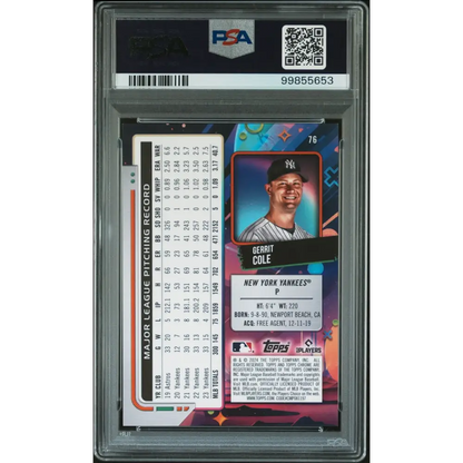 2024 Topps Chrome Cosmic #76 Gerrit Cole Black Eclipse PSA 9