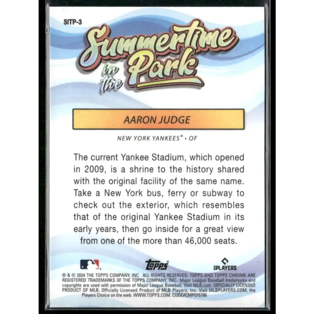 2024 Topps Chrome #SITP-3 Aaron Judge Summertime in the Park