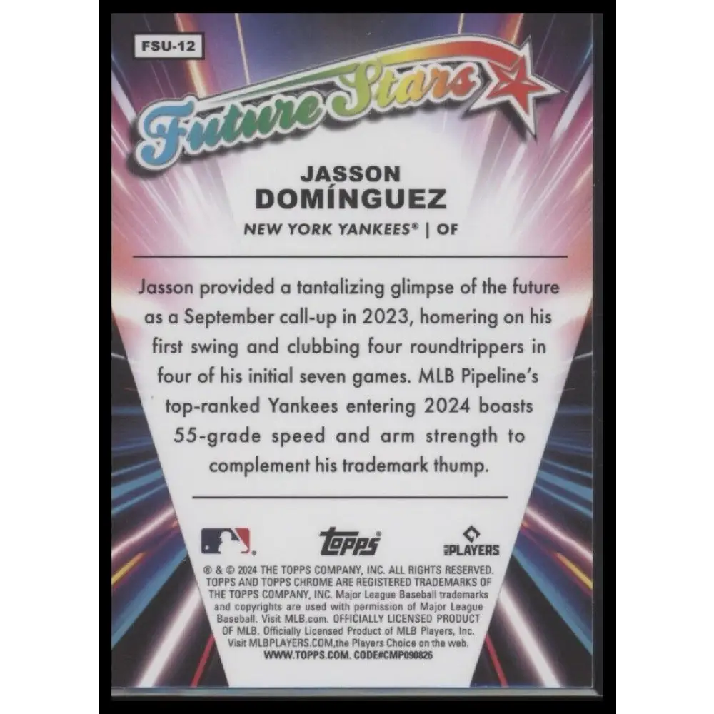 2024 Topps Chrome Update #FSU-12 Jasson Domínguez Future Stars