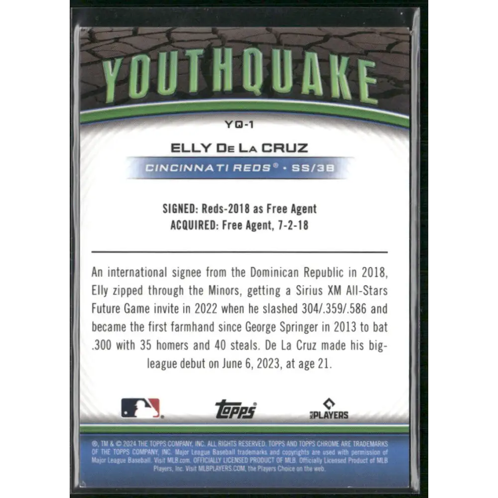 2024 Topps Chrome #YQ-1 Elly De La Cruz Youthquake Green Refractors #/99