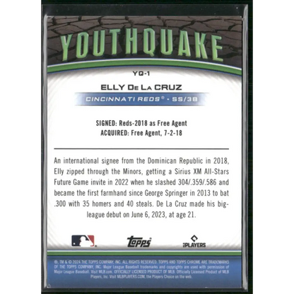 2024 Topps Chrome #YQ-1 Elly De La Cruz Youthquake Green Refractors #/99
