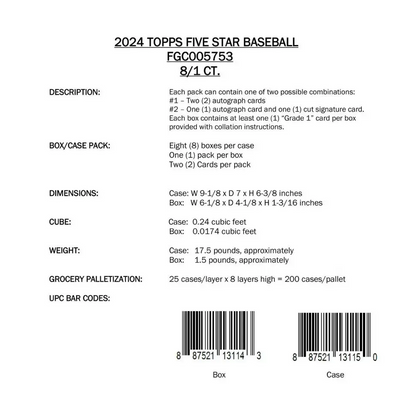 2024 Topps Five Star Baseball Hobby Box