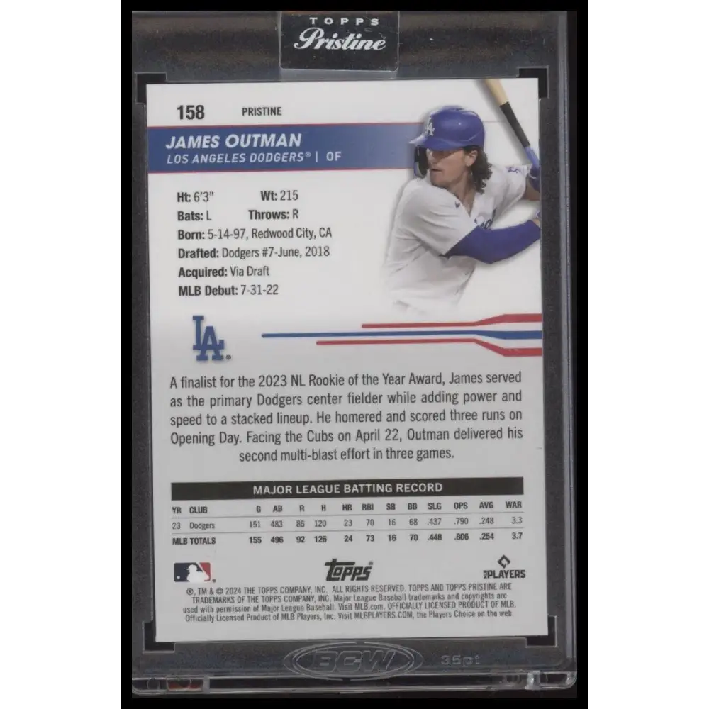 2024 Topps Pristine #158 James Outman Pristine Blue Refractors #/75