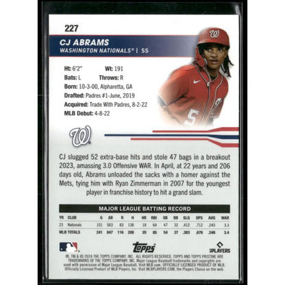 2024 Topps Pristine #227 CJ Abrams Blue Refractors #/75
