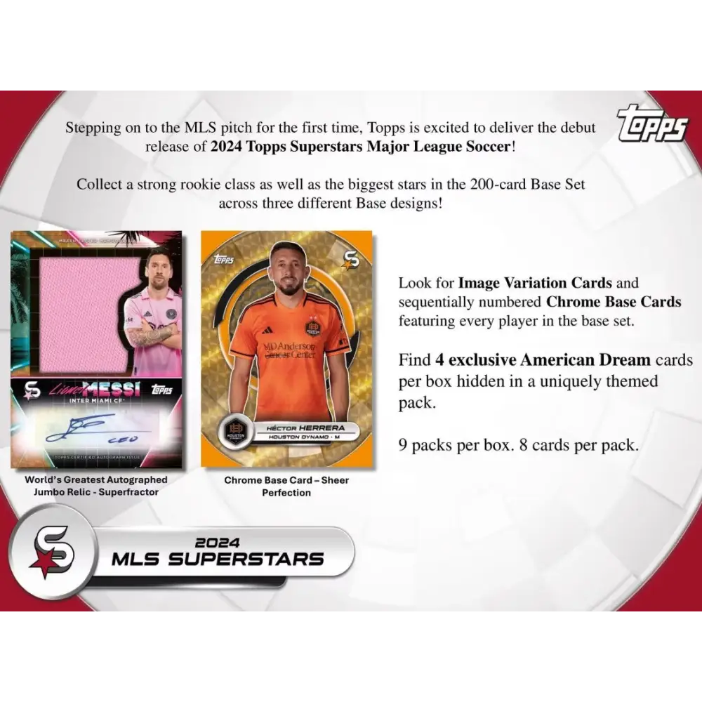 2024 Topps Superstars MLS Major League Soccer 9-Pack Blaster Box