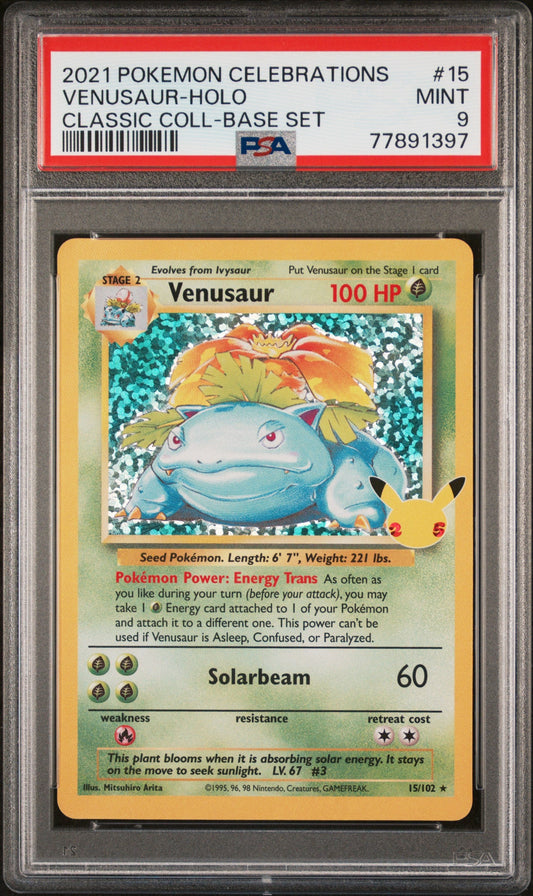 Venusaur-Holo 2021 Pokemon Celebrations Classic Collection #15 PSA 9