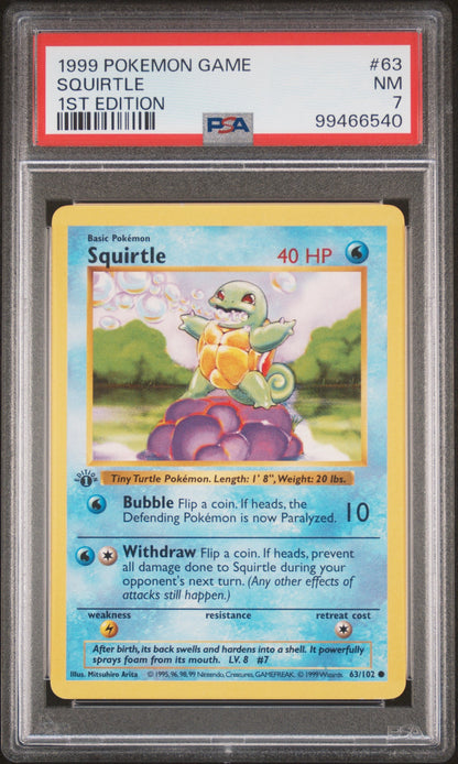 Squirtle 1999 Pokemon Game #63 1st Edition PSA 7