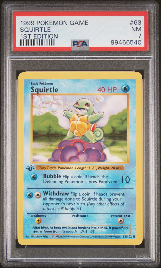 Squirtle 1999 Pokemon Game #63 1st Edition PSA 7