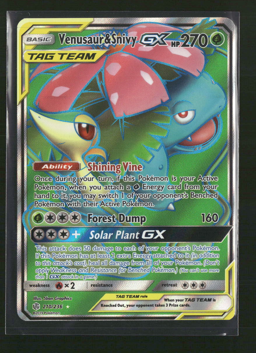 Venusaur & Snivy GX (Full Art) SM - Cosmic Eclipse #210/236