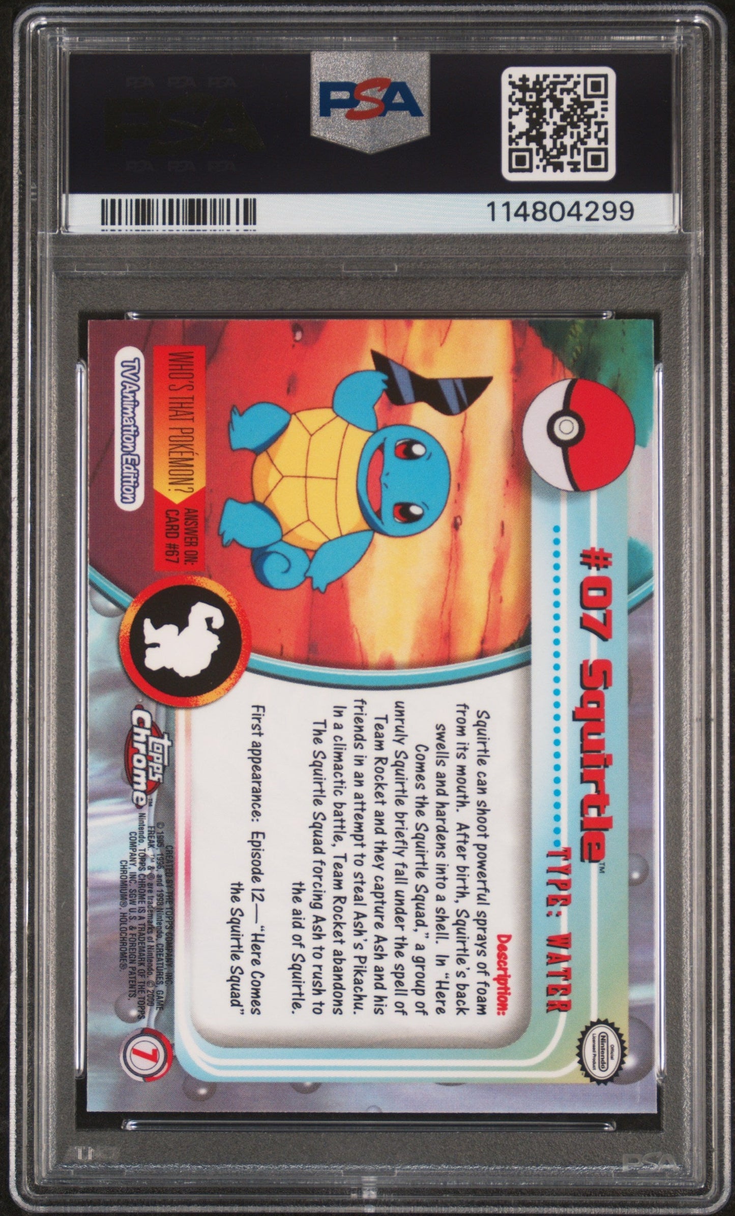 Squirtle 2000 Topps Chrome Pokemon T.V. #7 Pokemon T.V. PSA 8