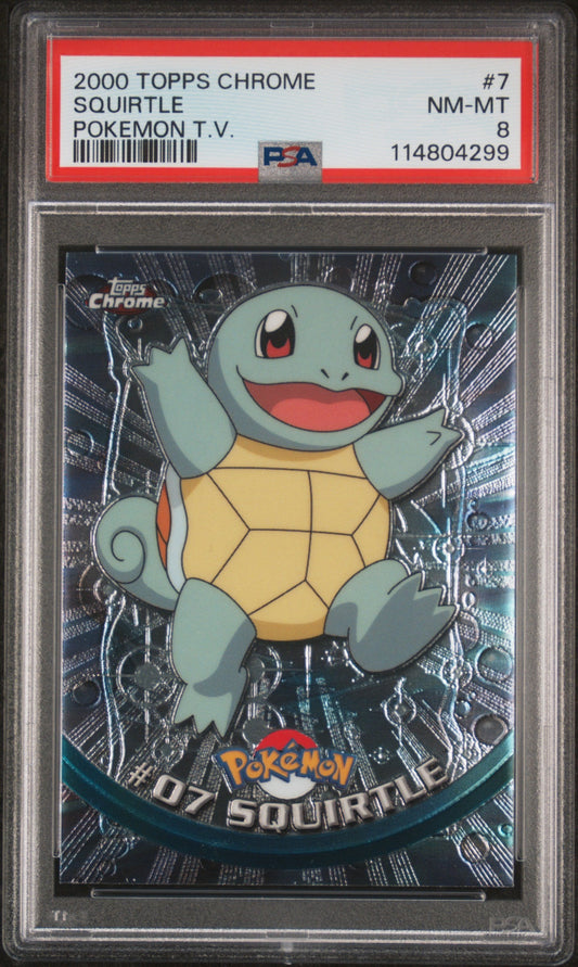 Squirtle 2000 Topps Chrome Pokemon T.V. #7 Pokemon T.V. PSA 8