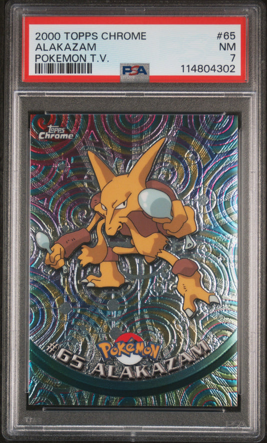 Alakazam 2000 Topps Chrome Pokemon T.V. #65 Pokemon T.V. PSA 7