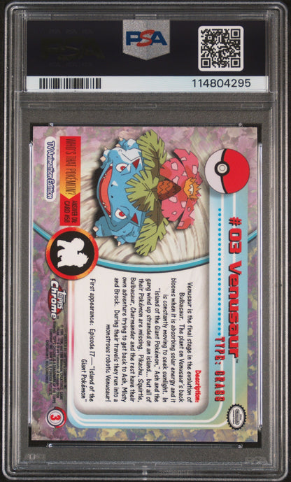 Venusaur 2000 Topps Chrome Pokemon T.V. #3 Pokemon T.V. PSA 10