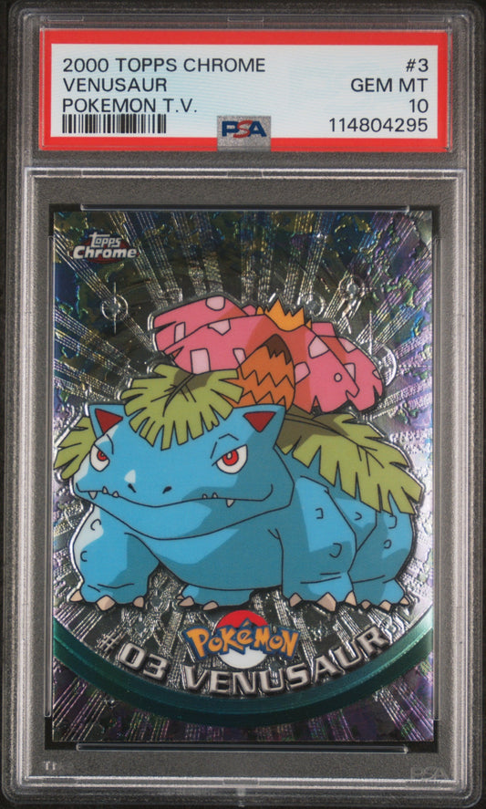 Venusaur 2000 Topps Chrome Pokemon T.V. #3 Pokemon T.V. PSA 10