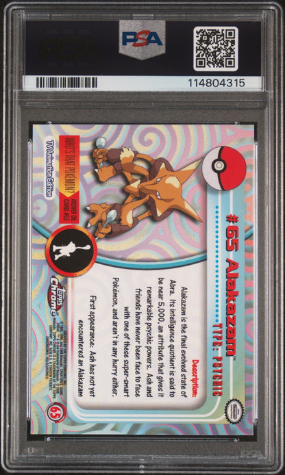 Alakazam 2000 Topps Chrome Pokemon T.V. #65 Pokemon T.V. PSA 8