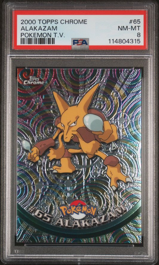 Alakazam 2000 Topps Chrome Pokemon T.V. #65 Pokemon T.V. PSA 8
