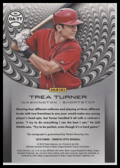 Trea Turner 2016 Donruss Optic #OA-TT Optic Autographs