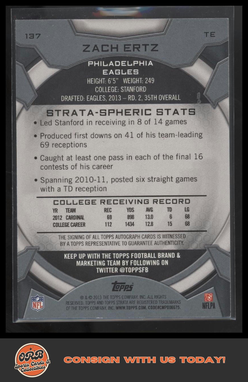 Zach Ertz 2013 Topps Strata #137 Autographs