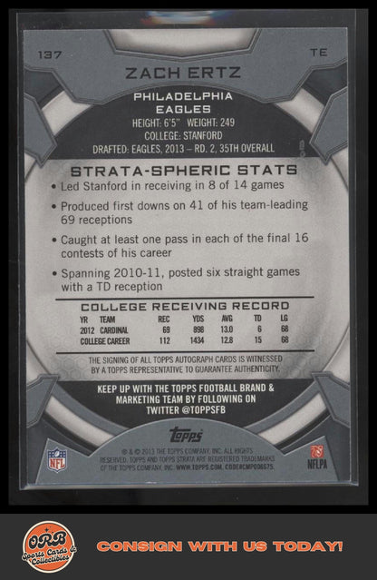 Zach Ertz 2013 Topps Strata #137 Autographs