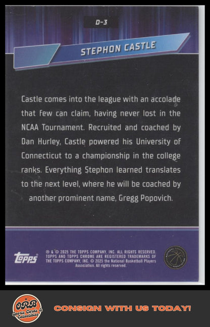 Stephon Castle 2024-25 Topps Chrome #D-3 Destiny Orange Refractor #/25