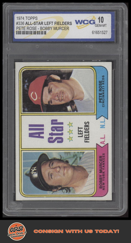 1974 Topps #336 All-Star Left Fielders Bobby Murcer / Pete Rose WCG 10