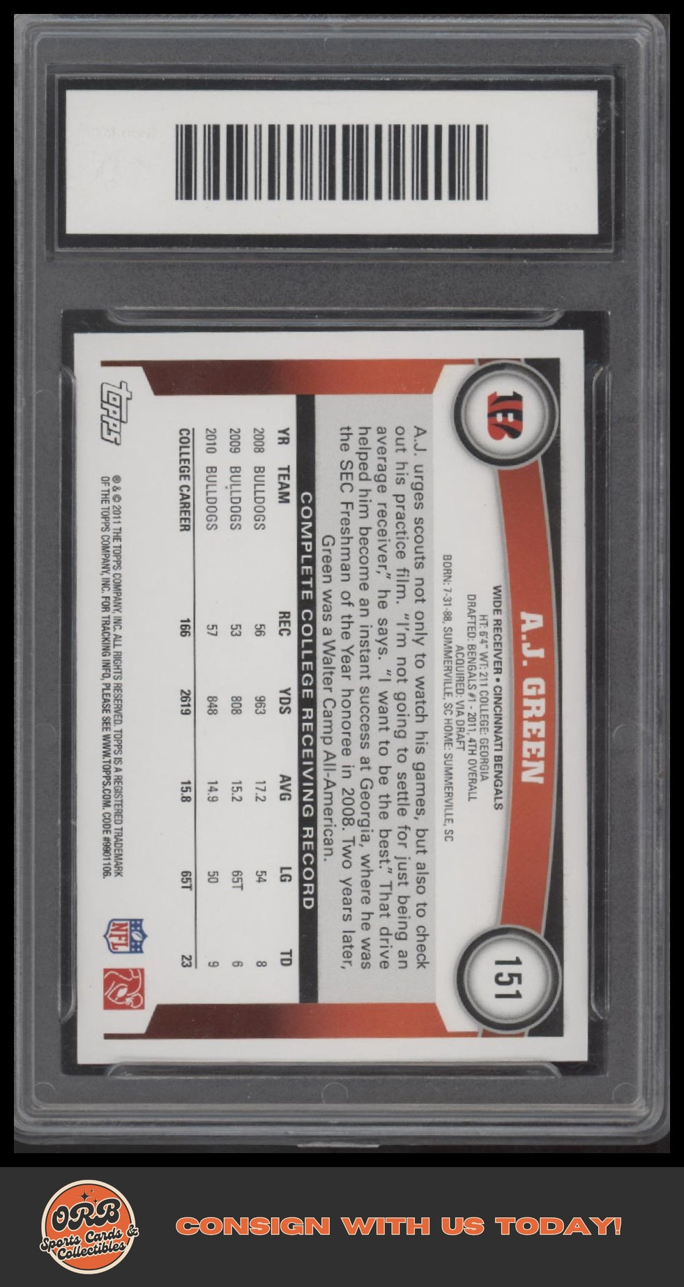 A.J. Green 2011 Topps Factory Set Bonus: Rookies Overhead Catch