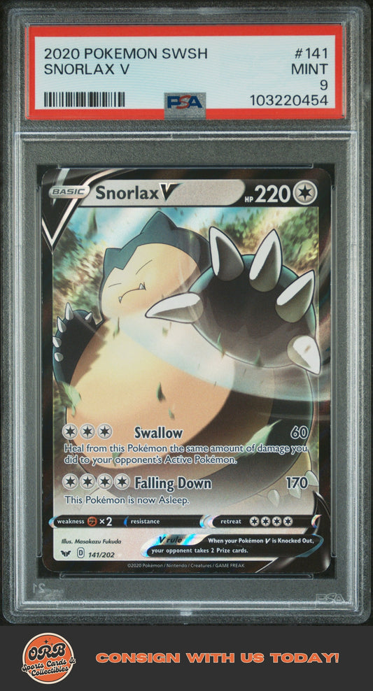 Snorlax V 2020 Pokemon Sword & Shield #141 PSA 9