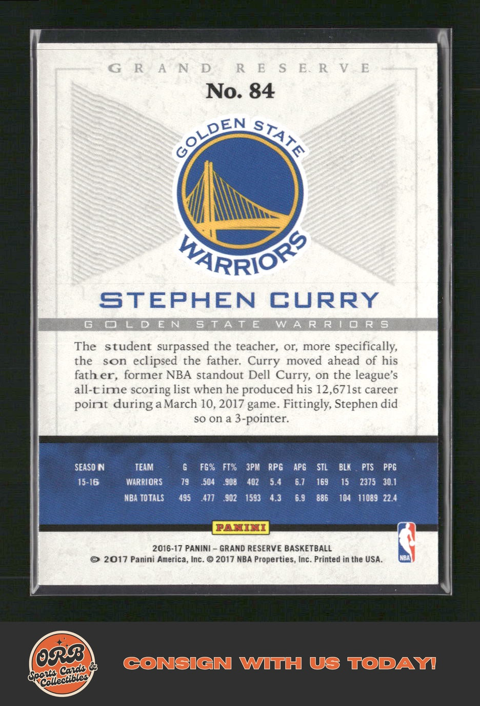 Stephen Curry 2016-17 Panini Grand Reserve #84