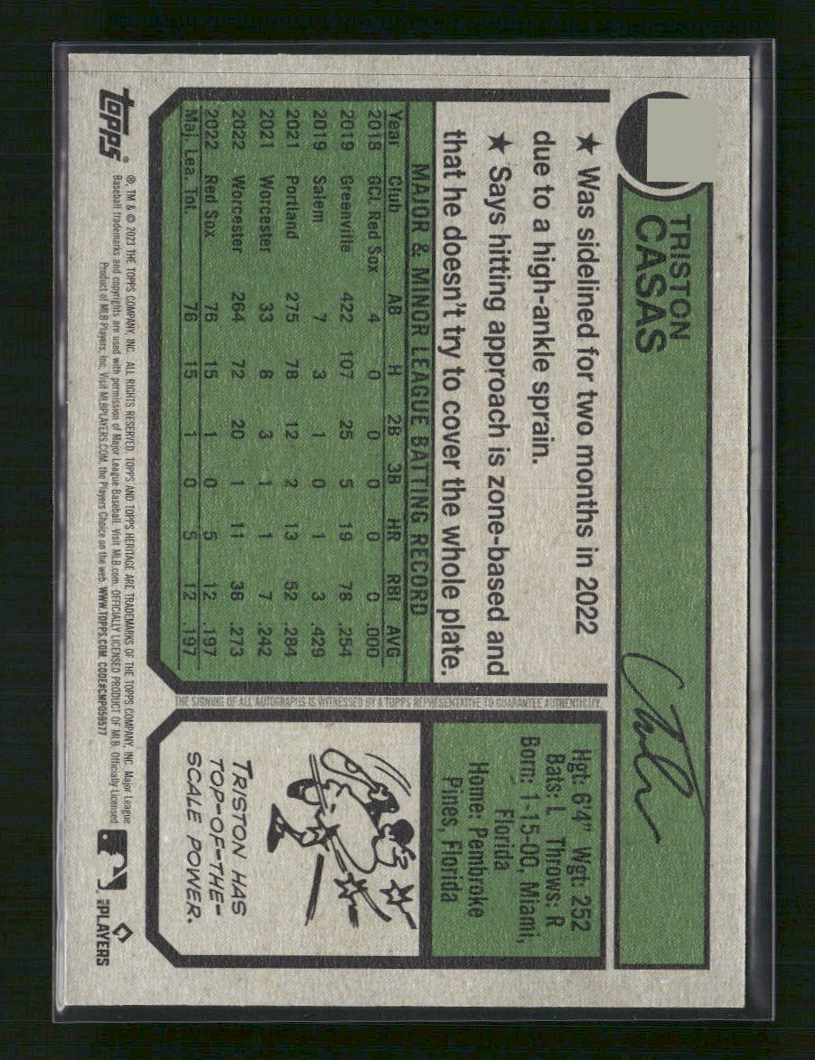 Triston Casas 2023 Topps Heritage #ROA-TC Real One Autographs
