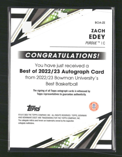 Zach Edey 2022-23 Bowman University Best #BOA-ZE Best of 2022 Autographs